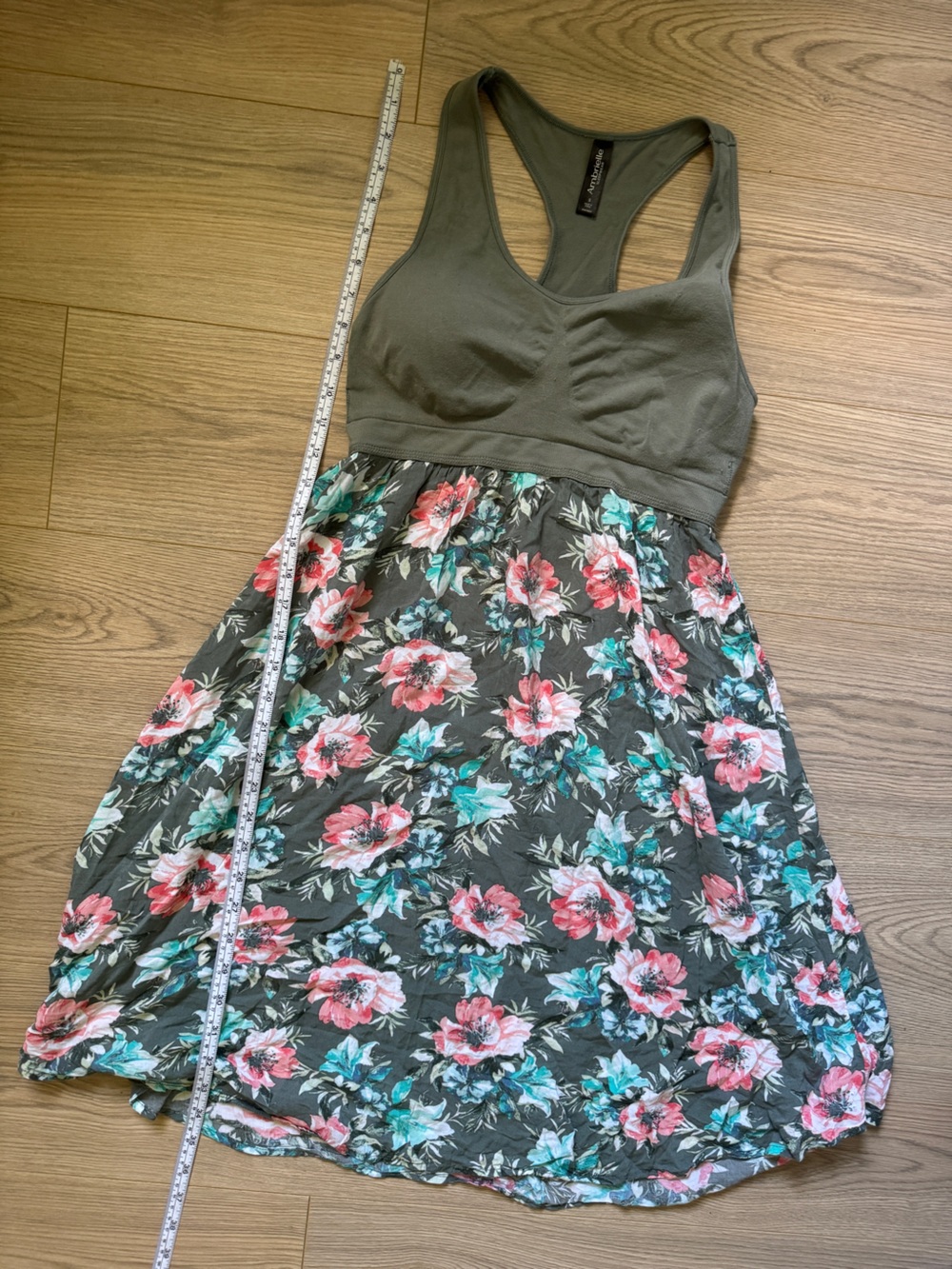 Ambrielle Olive and Pink Floral Maxi dress